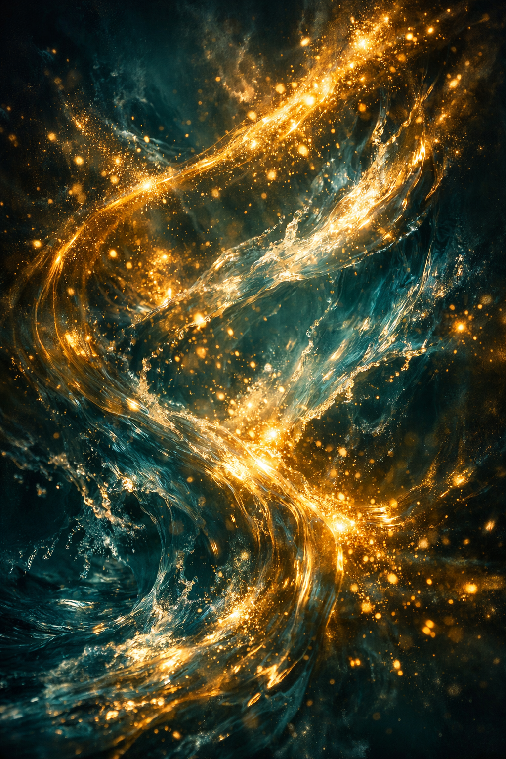 Flowing water and golden light — symbolizing transformation